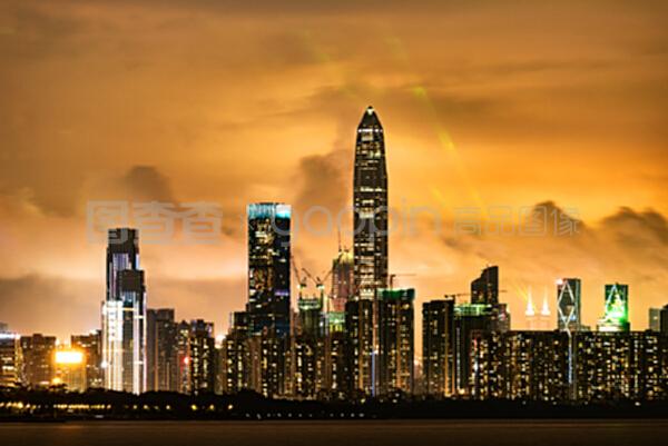 中国深圳-2019年8月深圳人才园夜景,深圳市风光